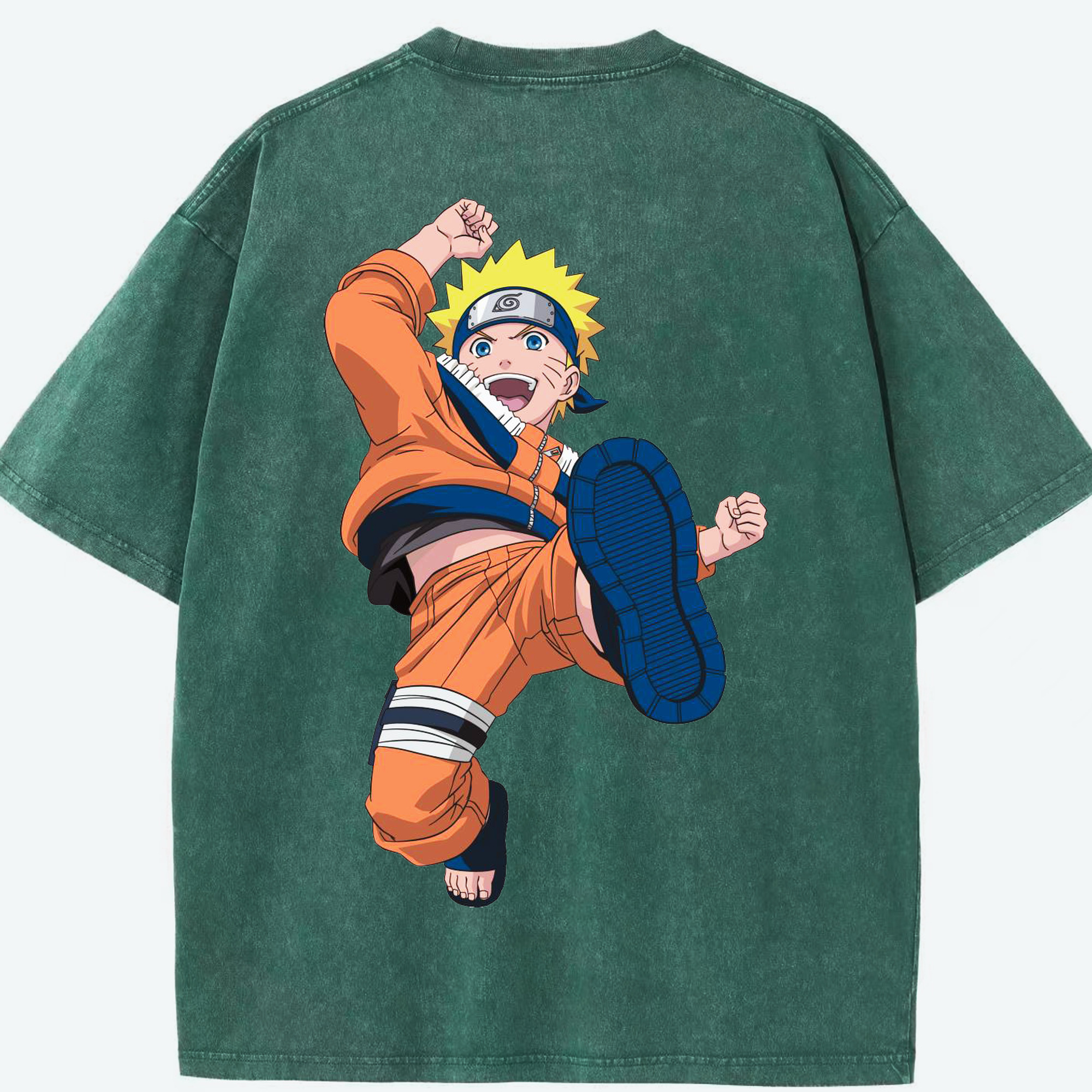 （画像用） NARUTO -ナルト- うずまき ナルト Uzumaki Naruto 綿100% ヴィンテージ風 半袖Tシャツ（背面プリント）